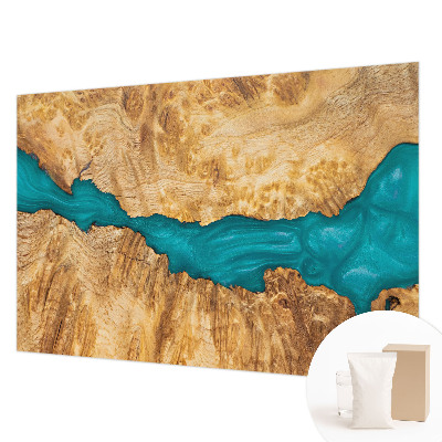 Modern fotobehang voor de woonkamer met hout- en harsmotief