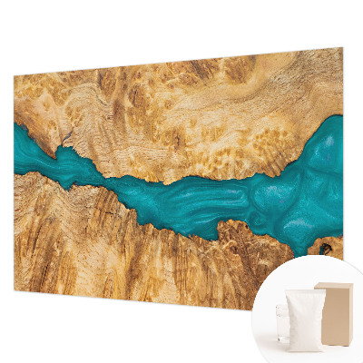 Modern fotobehang voor de woonkamer met hout- en harsmotief