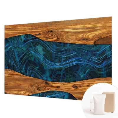 Premium fotobehang in blauw houtmotief