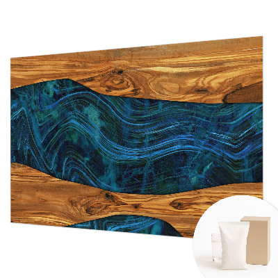 Premium fotobehang in blauw houtmotief