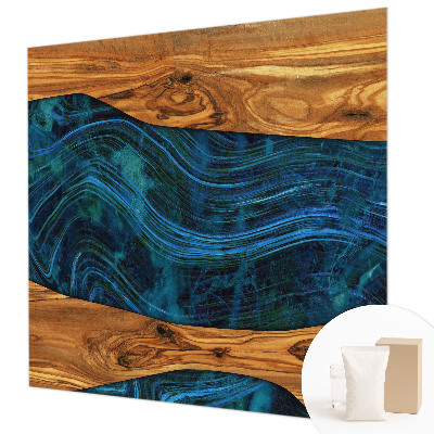 Premium fotobehang in blauw houtmotief