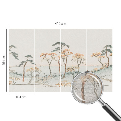 Muurbehang met een vredig landschap