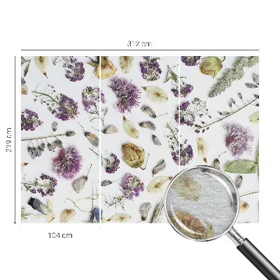 Fotobehang woonkamer met gedroogde bloemen als motief