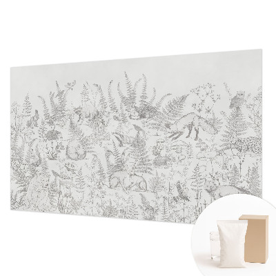 Fotobehang voor de slaapkamer met een patroon van bosdieren
