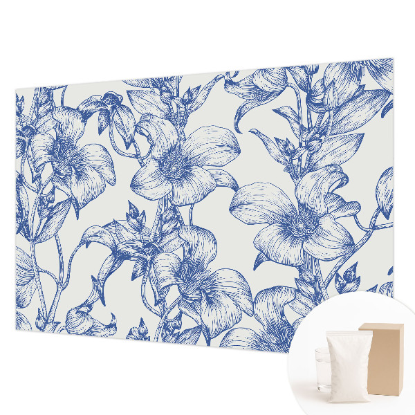 Luxe fotobehang met een dessin van bloemtakken