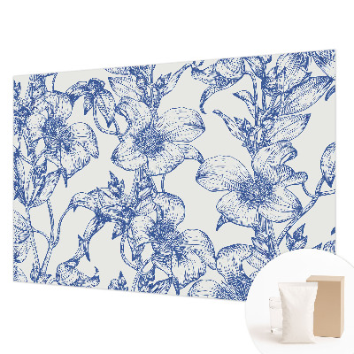 Luxe fotobehang met een dessin van bloemtakken