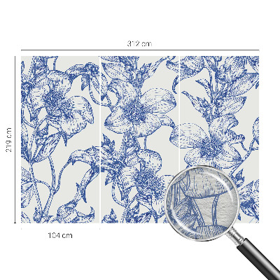 Luxe fotobehang met een dessin van bloemtakken