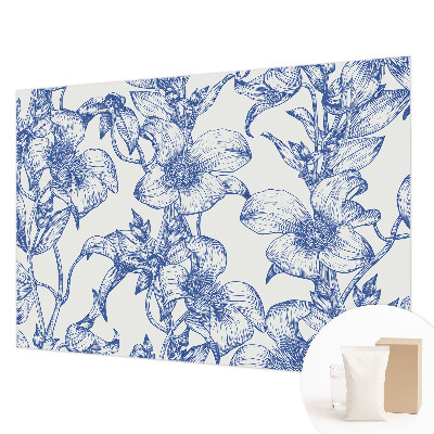 Luxe fotobehang met een dessin van bloemtakken