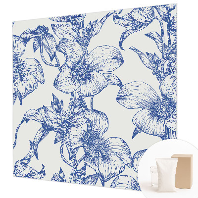 Luxe fotobehang met een dessin van bloemtakken
