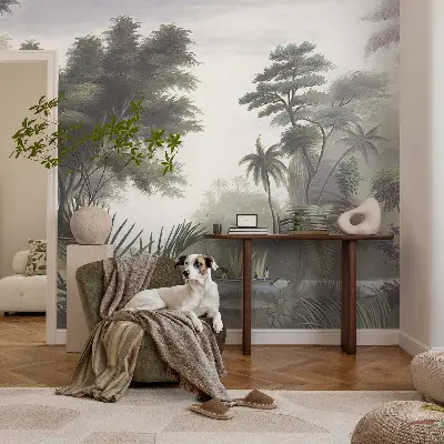 Fotobehang slaapkamer met een exotisch landschap