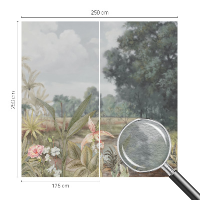 Naadloos fotobehang met een exotisch landschap als motief