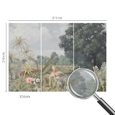 Naadloos fotobehang met een exotisch landschap als motief