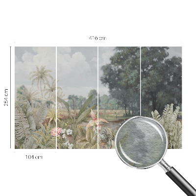 Naadloos fotobehang met een exotisch landschap als motief