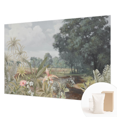Naadloos fotobehang met een exotisch landschap als motief