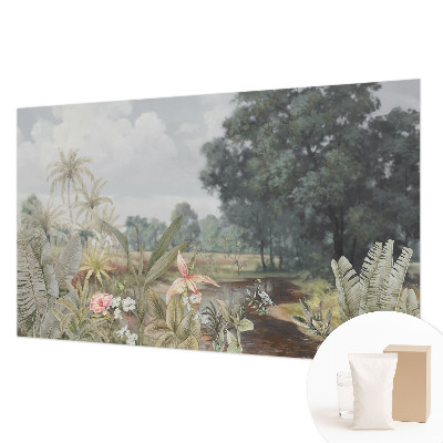 Naadloos fotobehang met een exotisch landschap als motief