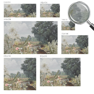 Naadloos fotobehang met een exotisch landschap als motief