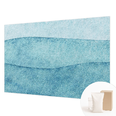 Fotobehang voor de slaapkamer met een patroon van blauwe golven