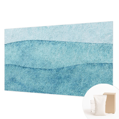 Fotobehang voor de slaapkamer met een patroon van blauwe golven