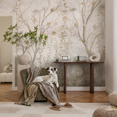 Modern fotobehang voor de woonkamer met een boshoekmotief