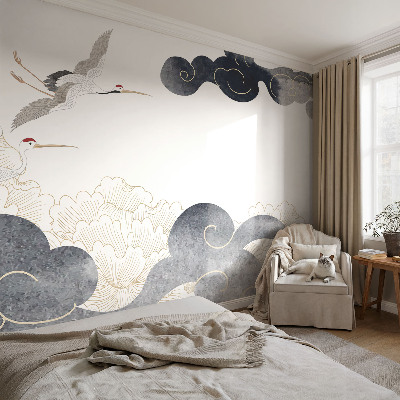 Luxe fotobehang Kraanvogels in vlucht