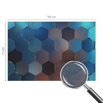 Vliesbehang fotobehang woonkamer in blauw met zeshoekpatroon