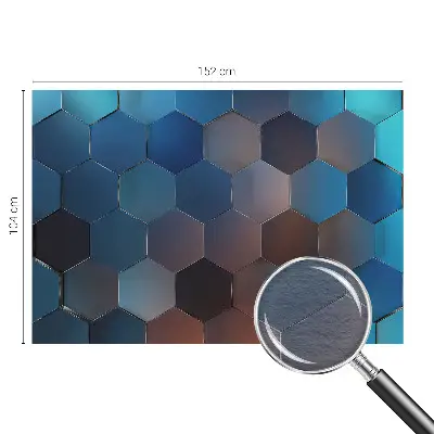 Vliesbehang fotobehang woonkamer in blauw met zeshoekpatroon