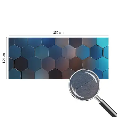 Vliesbehang fotobehang woonkamer in blauw met zeshoekpatroon