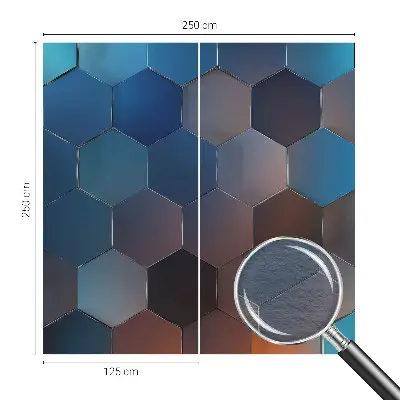 Vliesbehang fotobehang woonkamer in blauw met zeshoekpatroon