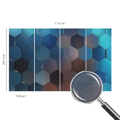 Vliesbehang fotobehang woonkamer in blauw met zeshoekpatroon
