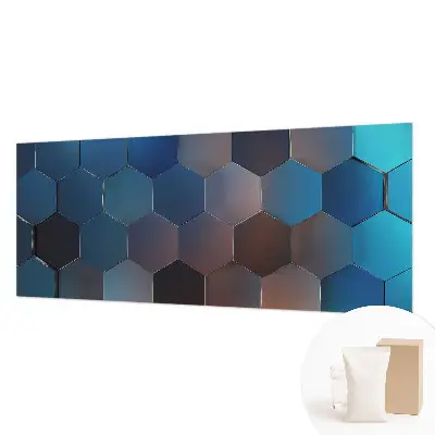 Vliesbehang fotobehang woonkamer in blauw met zeshoekpatroon