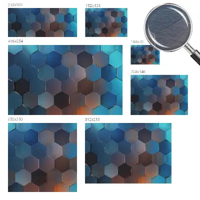 Vliesbehang fotobehang woonkamer in blauw met zeshoekpatroon