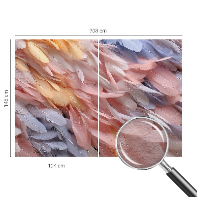 Muurbehang met pastelkleurige veren