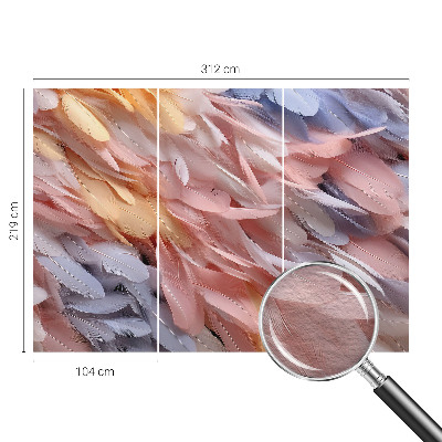 Muurbehang met pastelkleurige veren