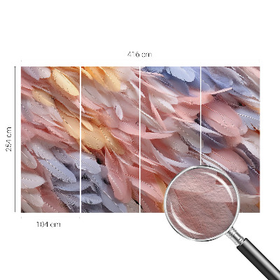 Muurbehang met pastelkleurige veren