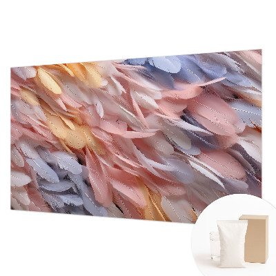 Muurbehang met pastelkleurige veren