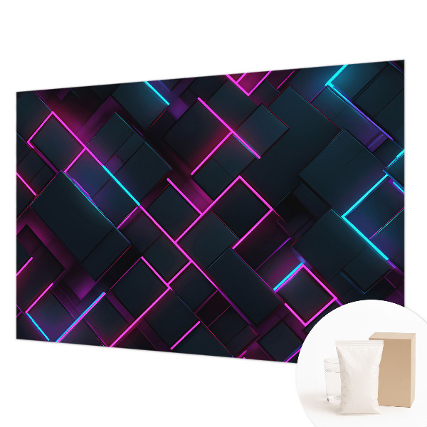 Behang met print met neon geometrisch patroon