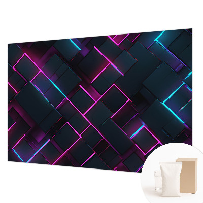 Behang met print met neon geometrisch patroon