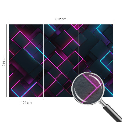 Behang met print met neon geometrisch patroon