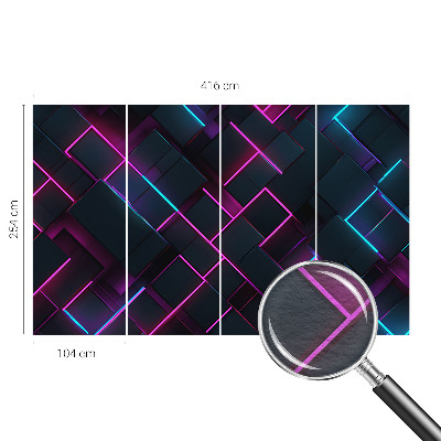 Behang met print met neon geometrisch patroon