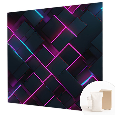 Behang met print met neon geometrisch patroon