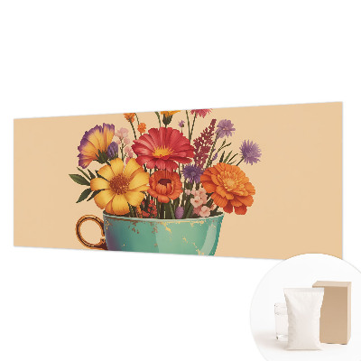 Fotobehang woonkamer met een kleurrijk boeket