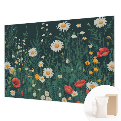 Sfeervol fotobehang met motief van wilde bloemen