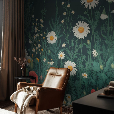 Sfeervol fotobehang met motief van wilde bloemen