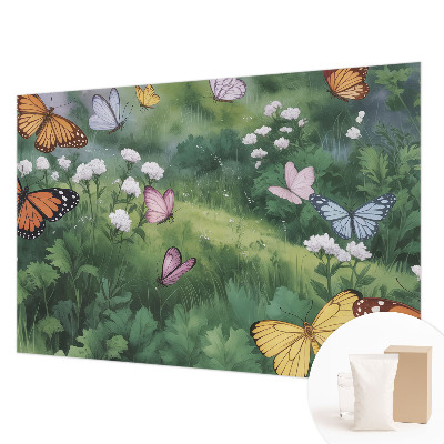Vlies fotobehang op maat Vlinders in de weide
