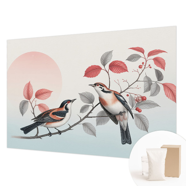 Vliesbehang fotobehang woonkamer met een afbeelding van zittende vogels