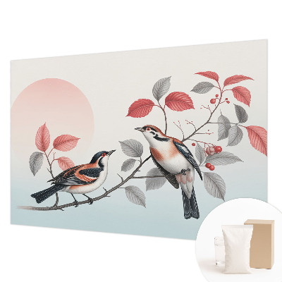 Vliesbehang fotobehang woonkamer met een afbeelding van zittende vogels