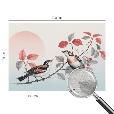 Vliesbehang fotobehang woonkamer met een afbeelding van zittende vogels