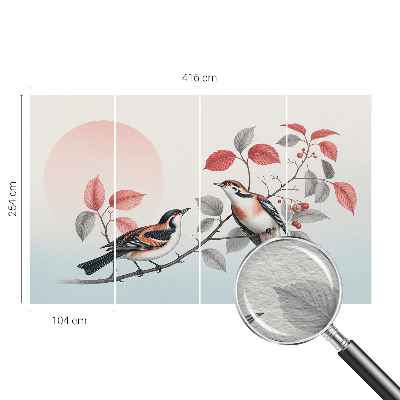 Vliesbehang fotobehang woonkamer met een afbeelding van zittende vogels