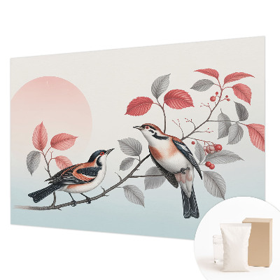 Vliesbehang fotobehang woonkamer met een afbeelding van zittende vogels