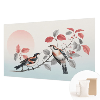 Vliesbehang fotobehang woonkamer met een afbeelding van zittende vogels